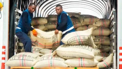 Imagen que representa y simboliza y refuerza el contenido de la noticia: Puerto Antioquia despacha su primer cargamento de café al exterior